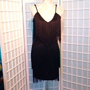 M Black fringe dress 5658